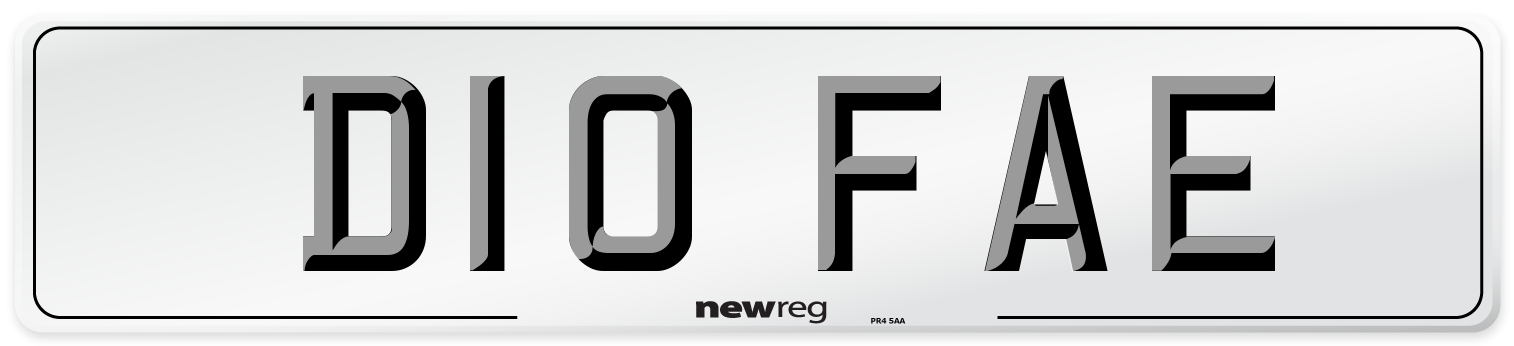 D10 FAE Number Plate from New Reg